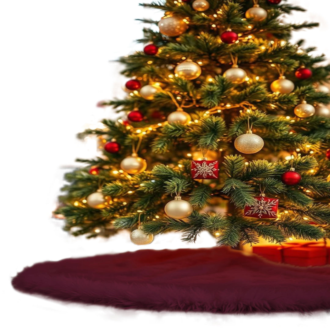Premium Faux Fur Christmas Tree Skirt - 60 Inch | Luxurious Holiday Decorations