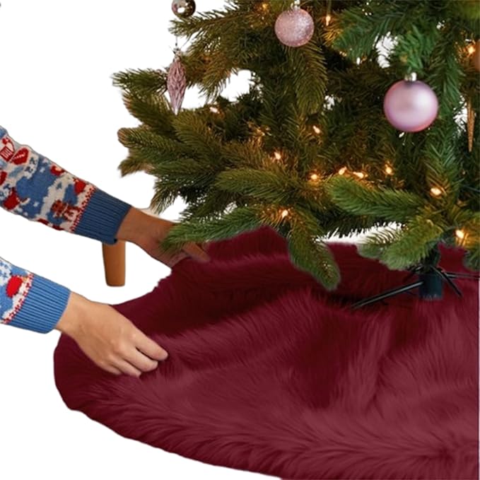 Falda de árbol de Navidad de piel sintética de primera calidad - 36 pulgadas | Decoraciones navideñas de lujo