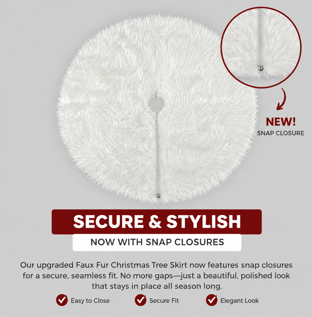 Premium Faux Fur Christmas Tree Skirt - 30 Inch | Luxurious Holiday Decorations