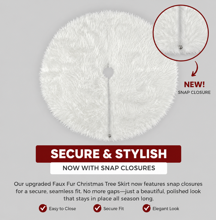 Premium Faux Fur Christmas Tree Skirt - 30 Inch | Luxurious Holiday Decorations