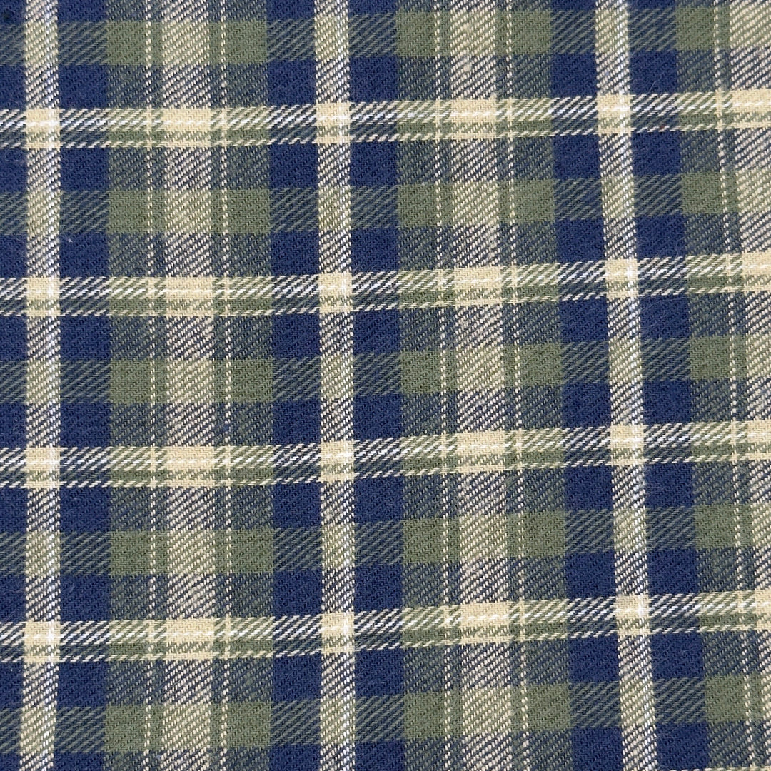 Bluewood Trail Tartan plaid flannel fabric close-up texture
