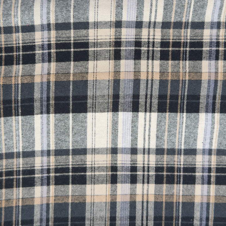 Smoky Dune Plaid cotton flannel fabric by FabricLA — soft 5oz, 60 inches wide, Style 22.