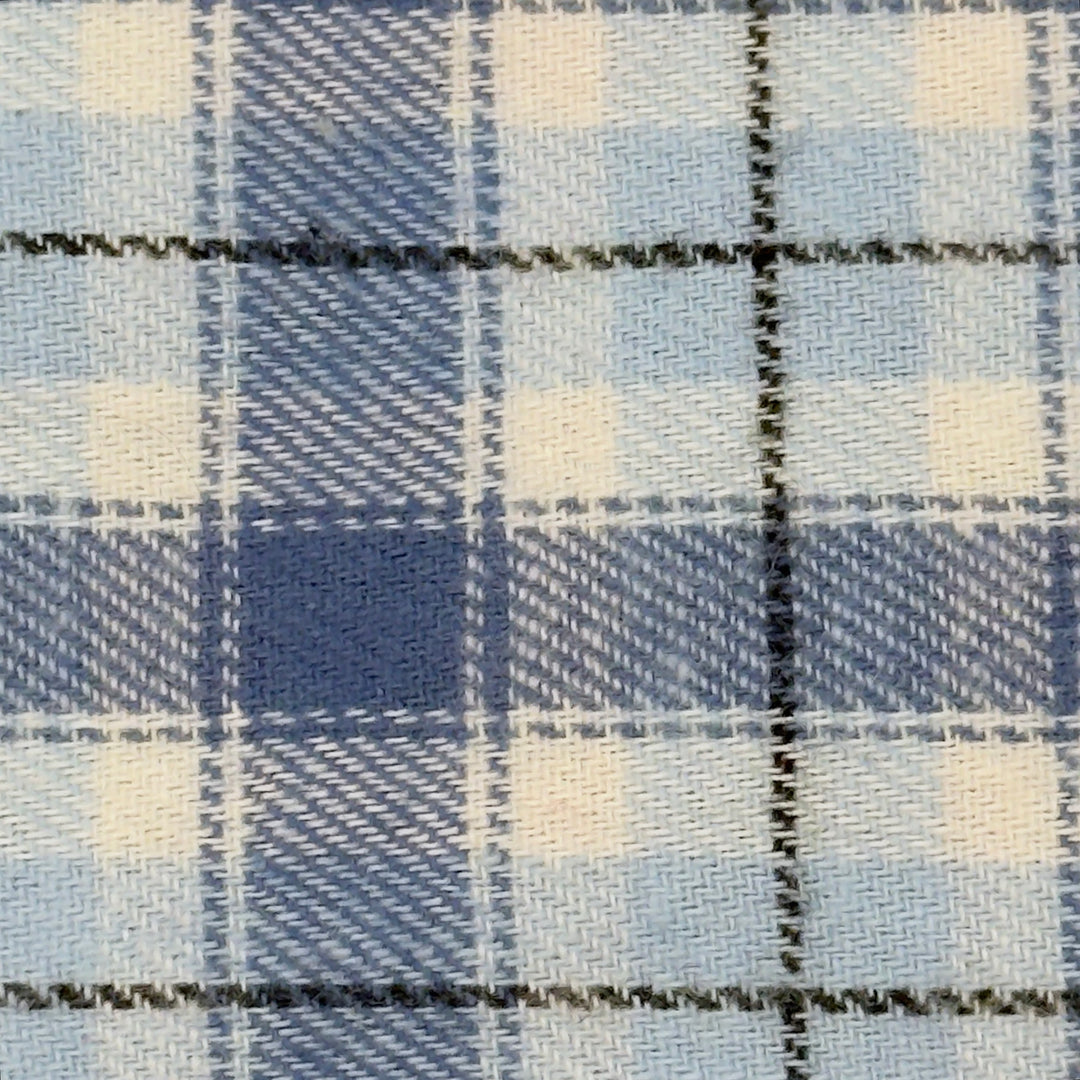 Close-up of a blue and white checkered fabric pattern