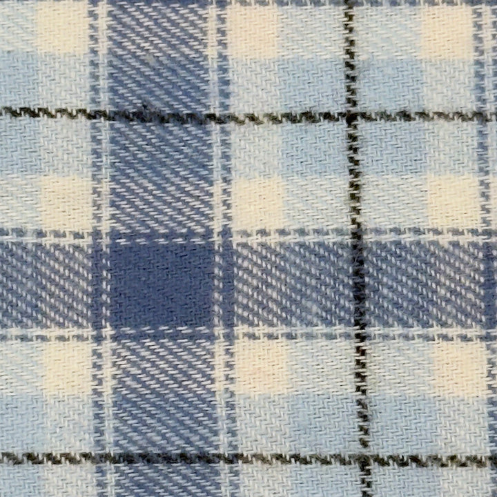 Close-up of a blue and white checkered fabric pattern