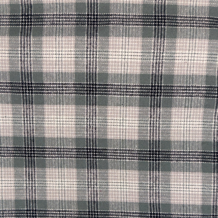 Pebble Summit Plaid cotton flannel fabric by FabricLA — soft 5oz, 60 inches wide, Style 17.