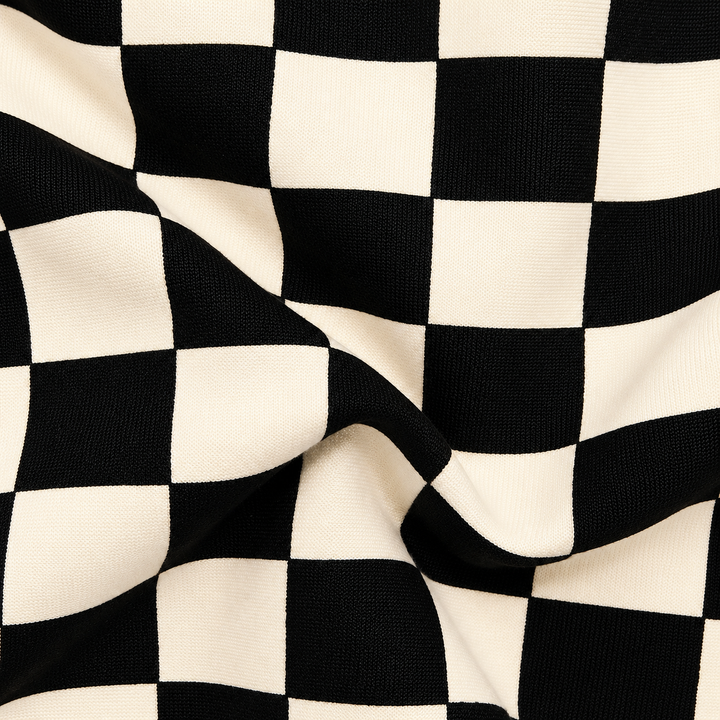 Black and White Checkered Fabric - DTY Brushed Poly Spandex Fabric