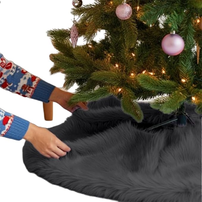 Falda de árbol de Navidad de piel sintética de primera calidad - 30 pulgadas | Decoraciones navideñas de lujo