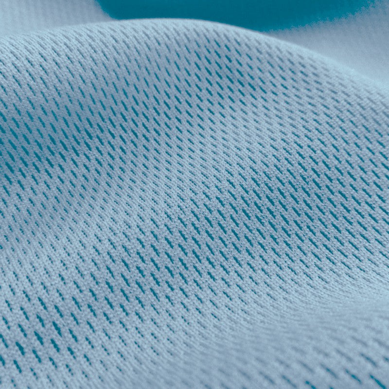 Dimple Mesh (Bird's Eye) fabric in Columbia Blue, sold by the yard