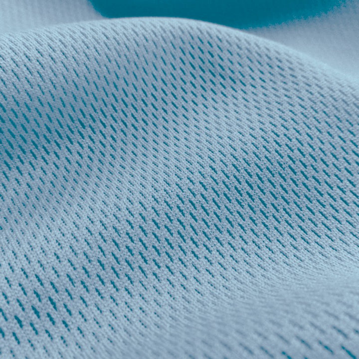 Dimple Mesh (Bird's Eye) fabric in Columbia Blue, sold by the yard