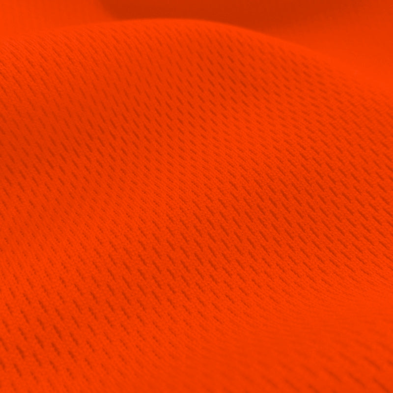 Dimple Mesh (Bird's Eye) fabric in Neon Orange, sold by the yard