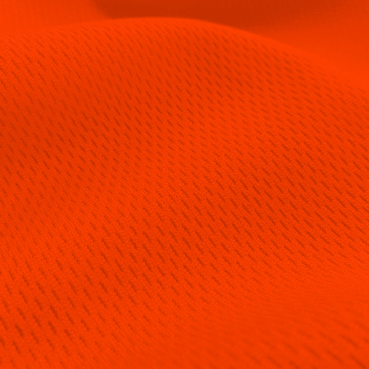 Dimple Mesh (Bird's Eye) fabric in Neon Orange, sold by the yard