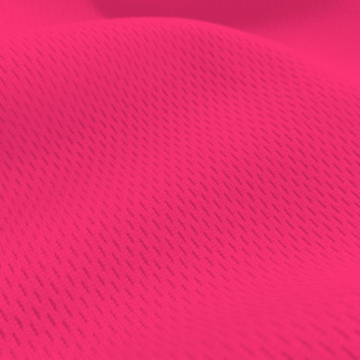Dimple Mesh (Bird's Eye) fabric in Neon Pink, sold by the yard
