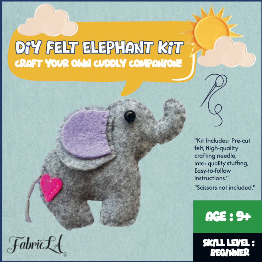 DIY Felt Elephant Craft Kit | Easy Beginner Sewing Project | Educational Toy | Ages 9 & Up