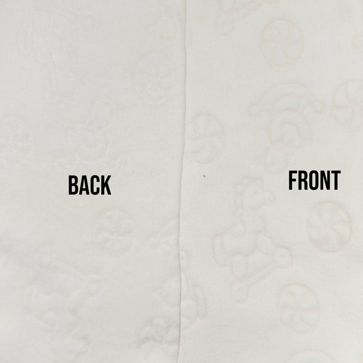 Comparison of front and back views of a textured fabric surface.