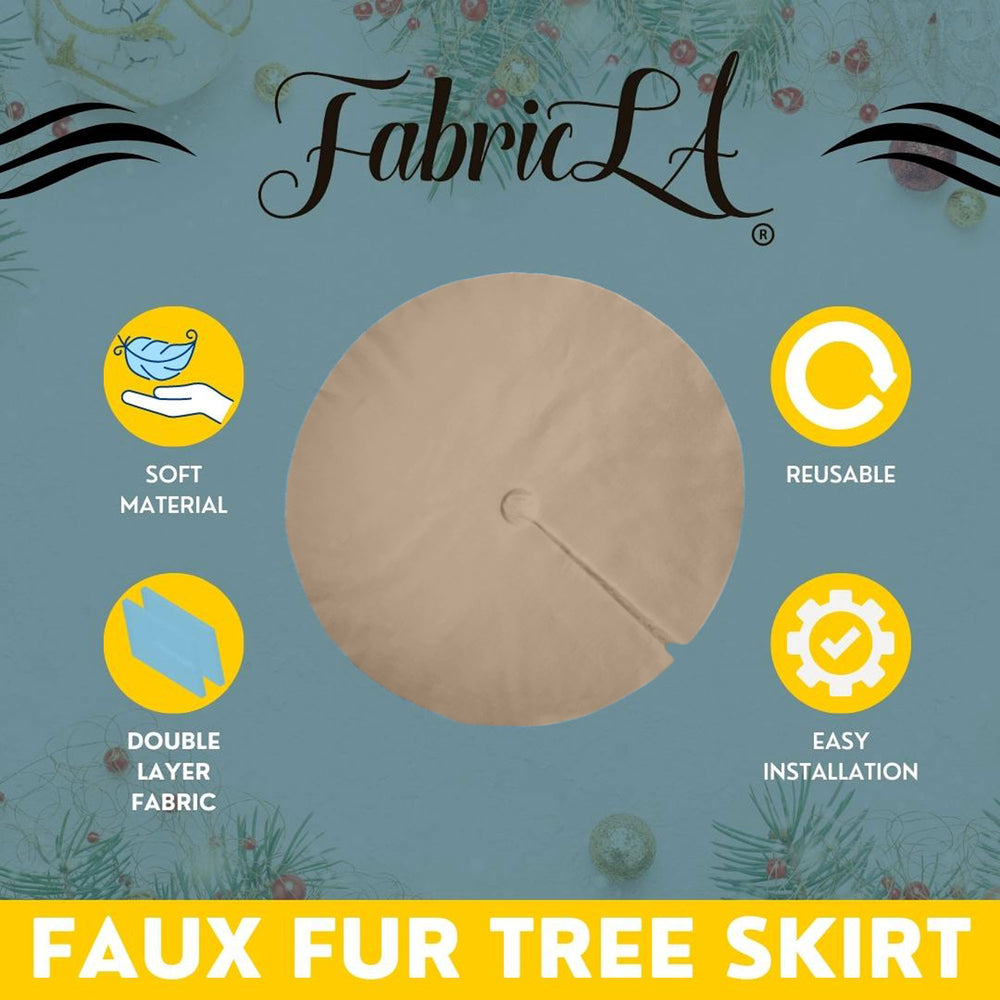 Premium Faux Fur Christmas Tree Skirt - 36 Inch | Luxurious Holiday Decorations - FabricLA.com