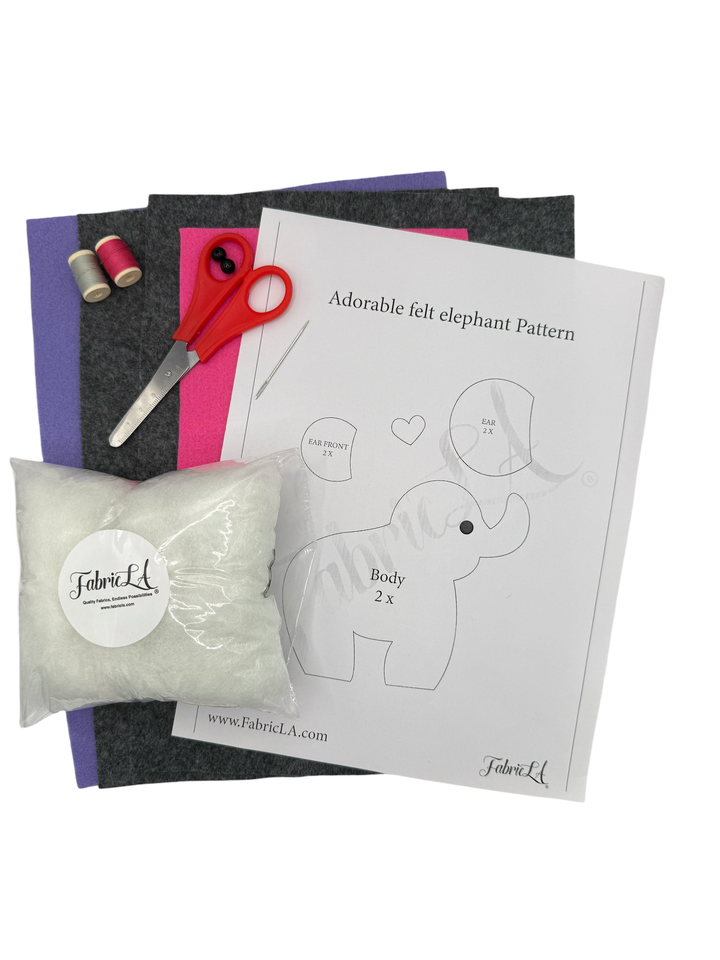 Kit de manualidades de elefante de fieltro: proyecto de costura fácil para niños | FabricLA