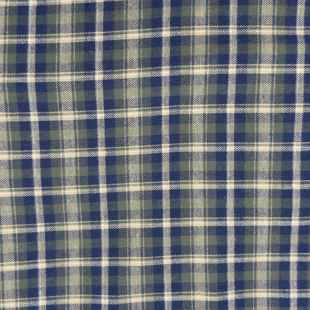 Bluewood Trail Tartan cotton flannel fabric folded
