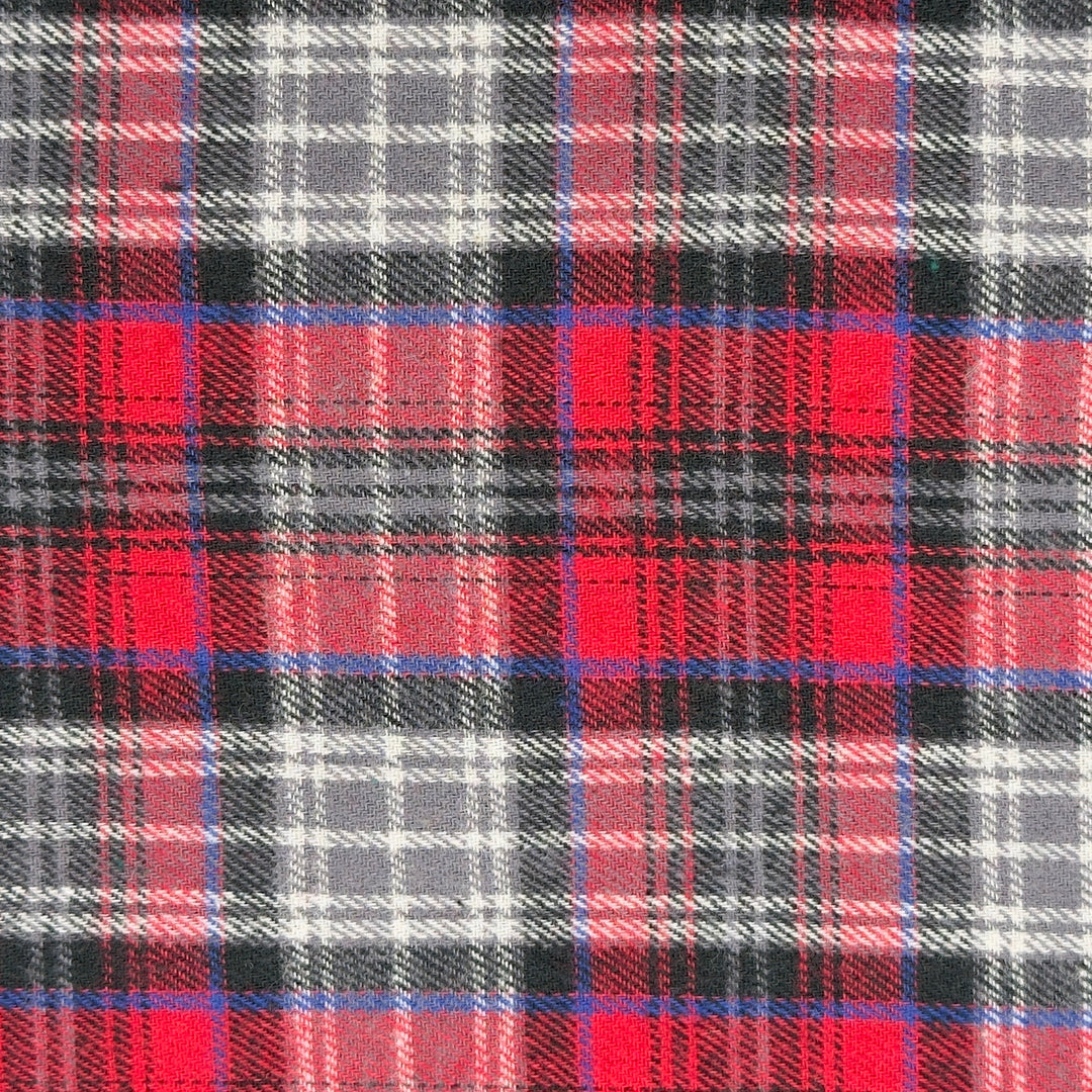 Red Slate Check plaid flannel fabric close up texture
