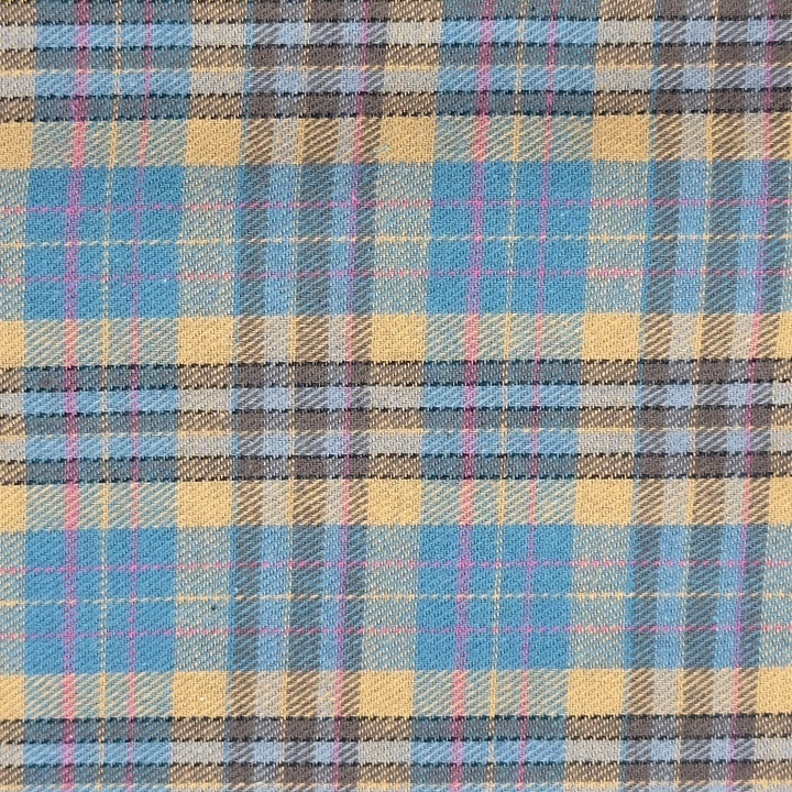 Plaid pattern with blue, taupe, and gray colors