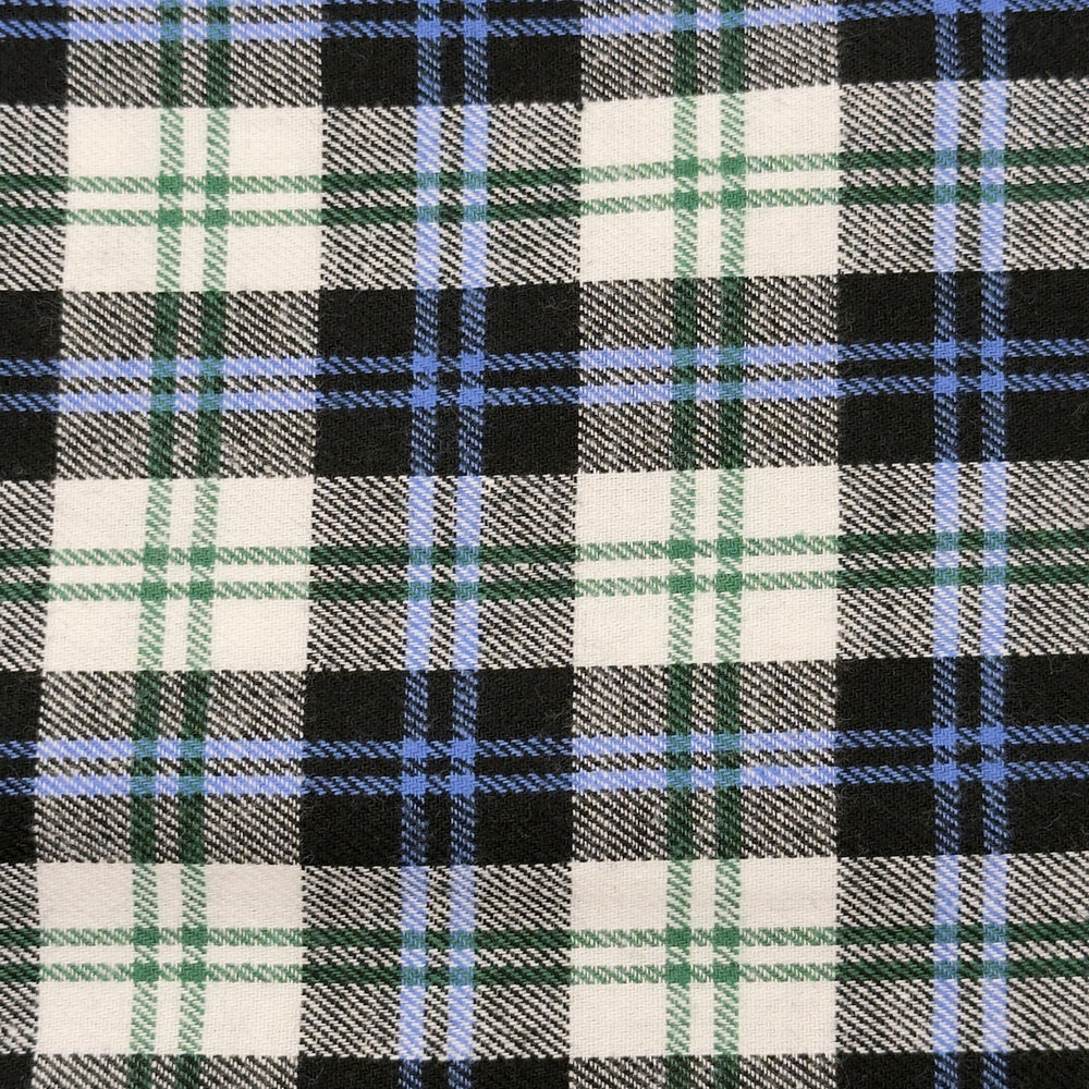 Blue Spruce Check cotton flannel fabric by FabricLA — soft 5oz, 60 inches wide, Style 9.