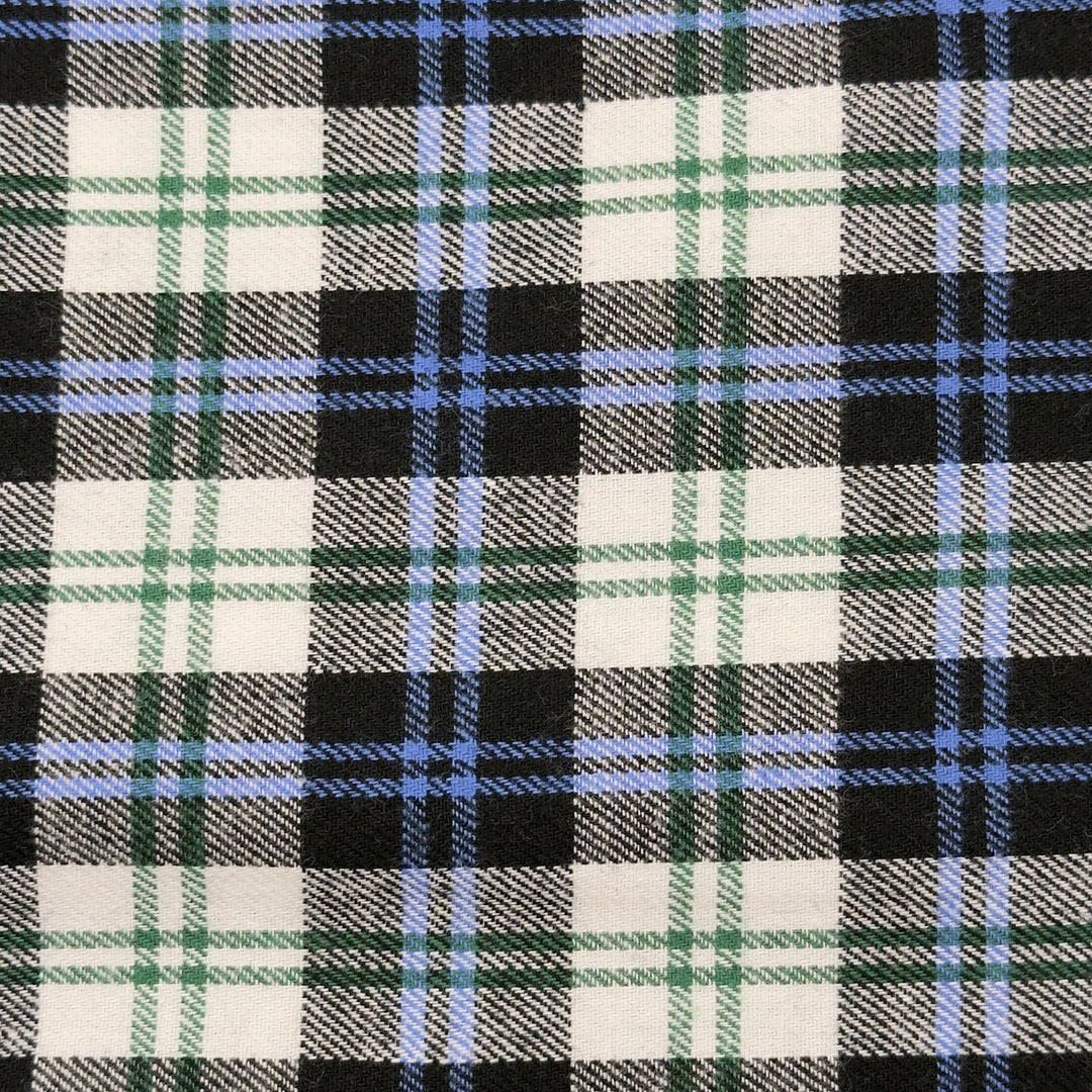Blue Spruce Check cotton flannel fabric by FabricLA — soft 5oz, 60 inches wide, Style 9.