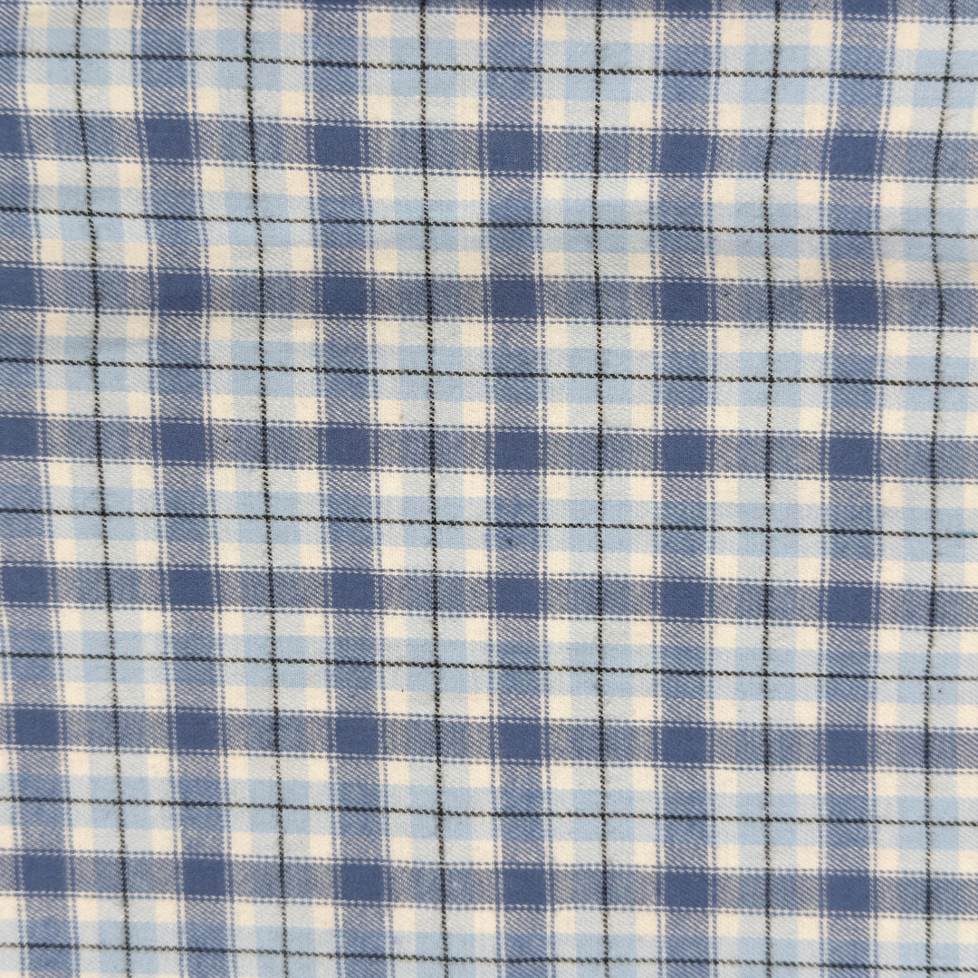Bluebird Valley Plaid cotton flannel fabric by FabricLA — soft 5oz, 60 inches wide, Style 15.