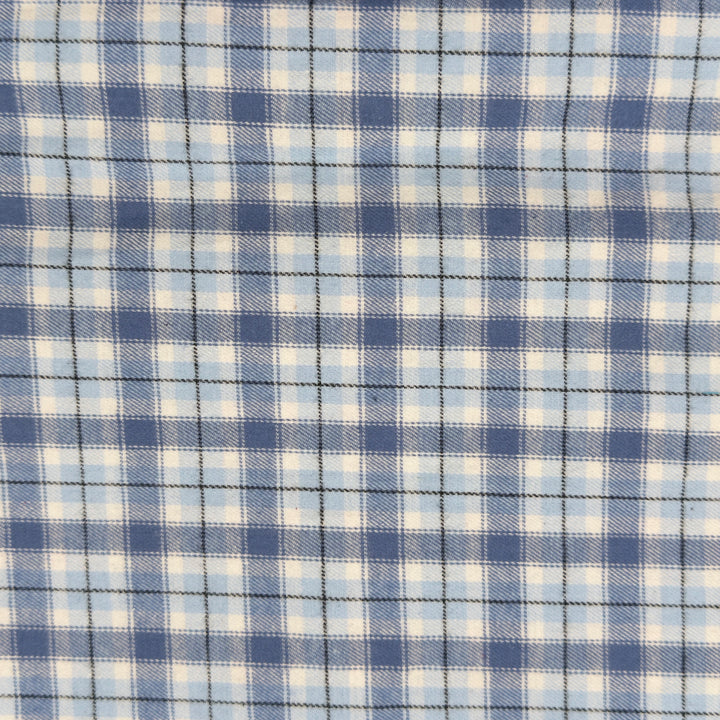 Bluebird Valley Plaid cotton flannel fabric by FabricLA — soft 5oz, 60 inches wide, Style 15.