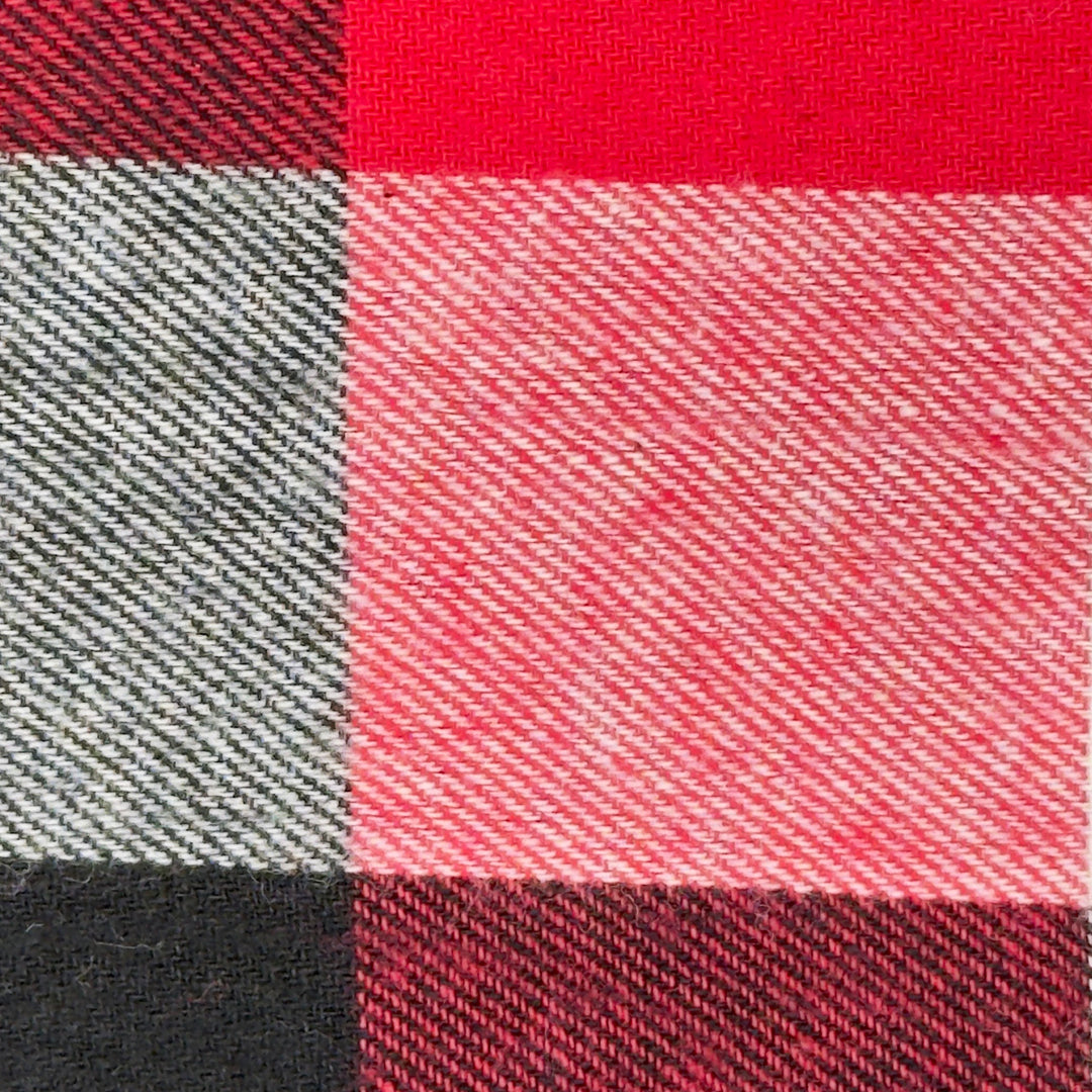 Close-up of a red, gray, and black checkered fabric pattern