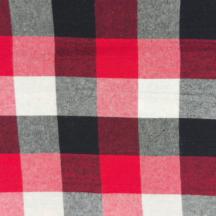 Fireside Buffalo Plaid cotton flannel fabric by FabricLA — soft 5oz, 60 inches wide, Style 19.