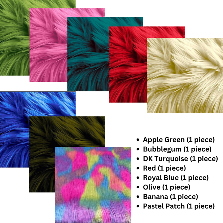 Square Faux Fur Fabric - 8 Pieces - 10" X 10" Inches Shaggy Fur Patches Fabric 