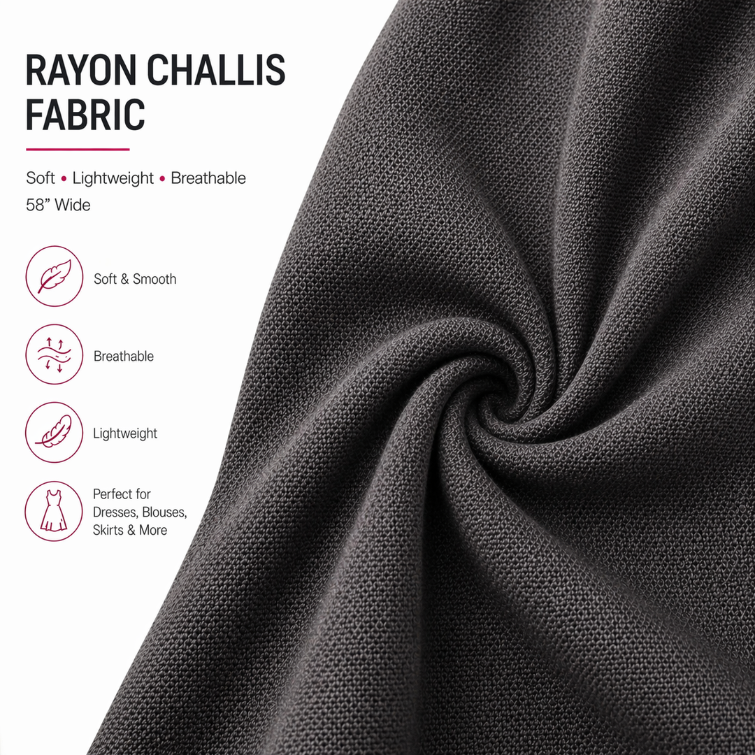 Rayon Challis Fabric by the Yard – Soft, lightweight, breathable, perfect for summer clothing and loungewear.