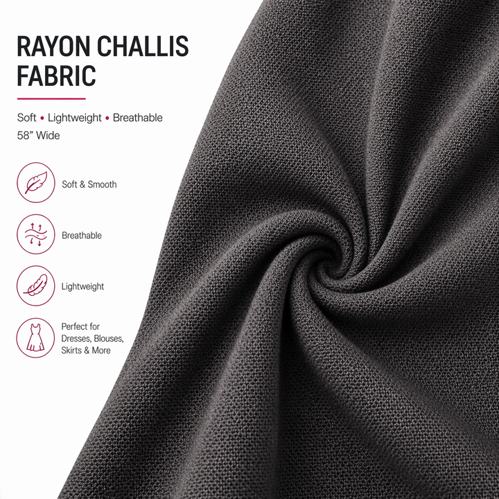 Rayon Challis Fabric by the Yard – Soft, lightweight, breathable, perfect for summer clothing and loungewear.