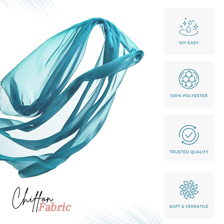 Teal Chiffon Fabric by the Yard – Lightweight Soft 100% Polyester, 60”