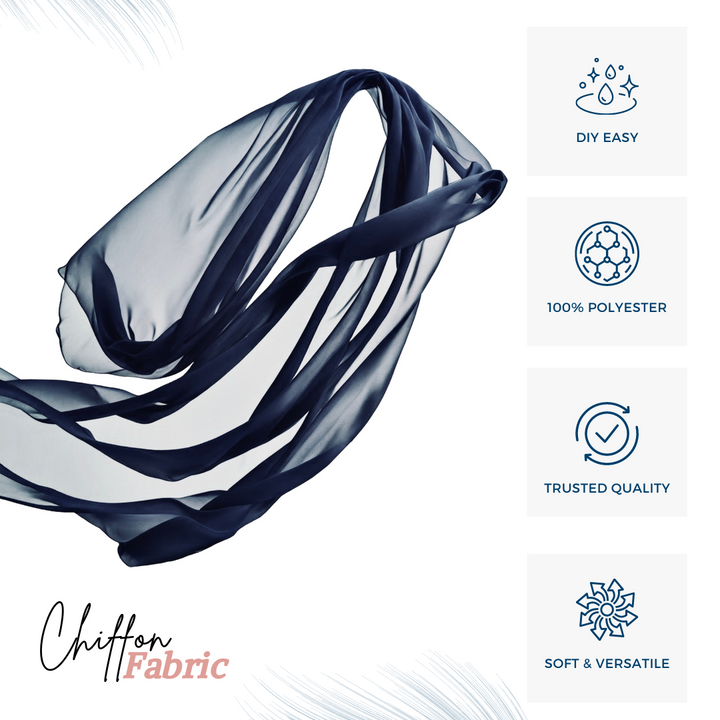 Tela de gasa azul marino oscura por yarda: suave y ligera, 100 % poliéster, 152 cm de ancho | FabricLA