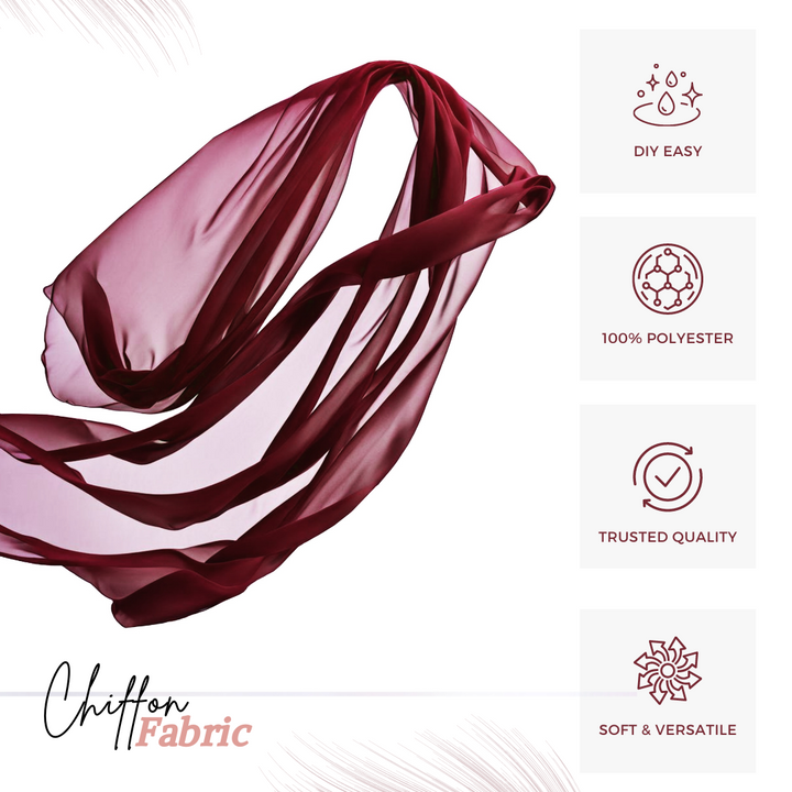 Burgundy Chiffon Fabric by the Yard – 60" Soft Lightweight Polyester