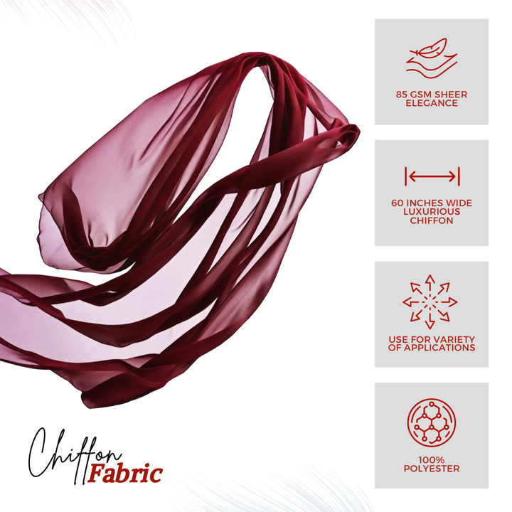 Burgundy Chiffon Fabric by the Yard – 60" Soft Lightweight Polyester