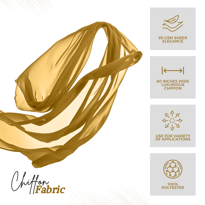Chiffon Fabric | Gold - Soft Lightweight Polyester | 60" Wide