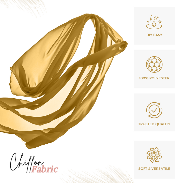 Chiffon Fabric | Gold - Soft Lightweight Polyester | 60" Wide