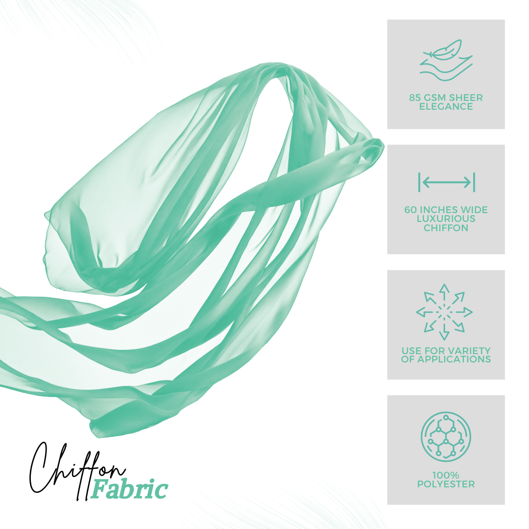 Chiffon Fabric – Mint | Soft Lightweight Polyester | 60" Wide