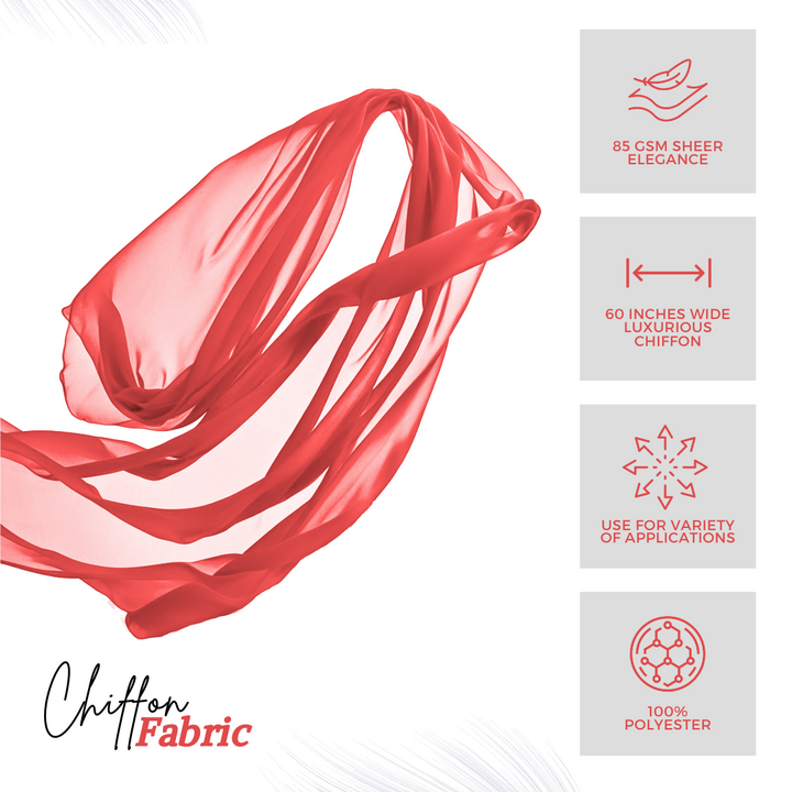 Chiffon Fabric by the Yard – Coral 60” Wide Soft Lightweight Polyester