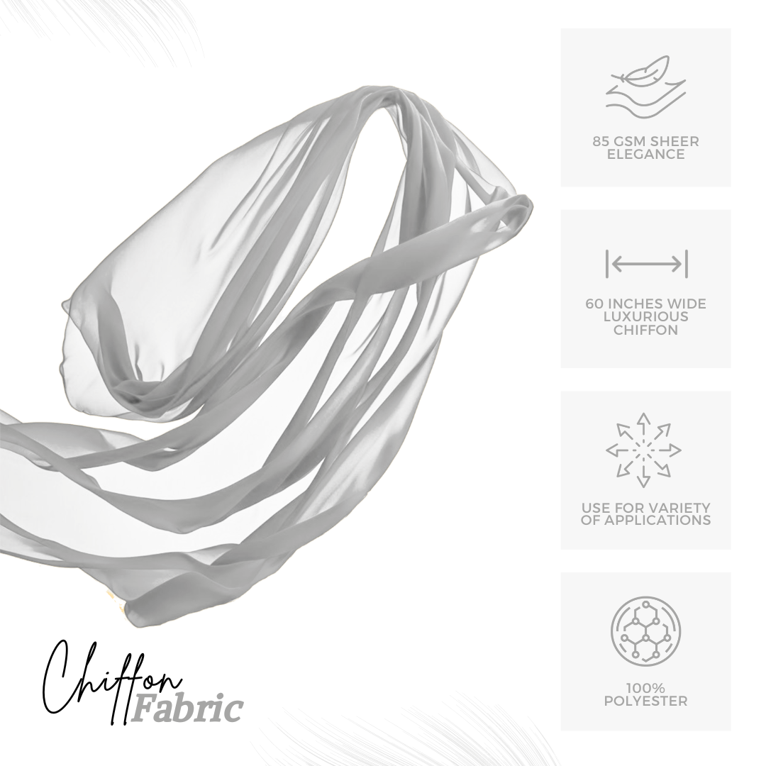 Chiffon Fabric by the Yard – Silver 60” Soft, Lightweight Polyester