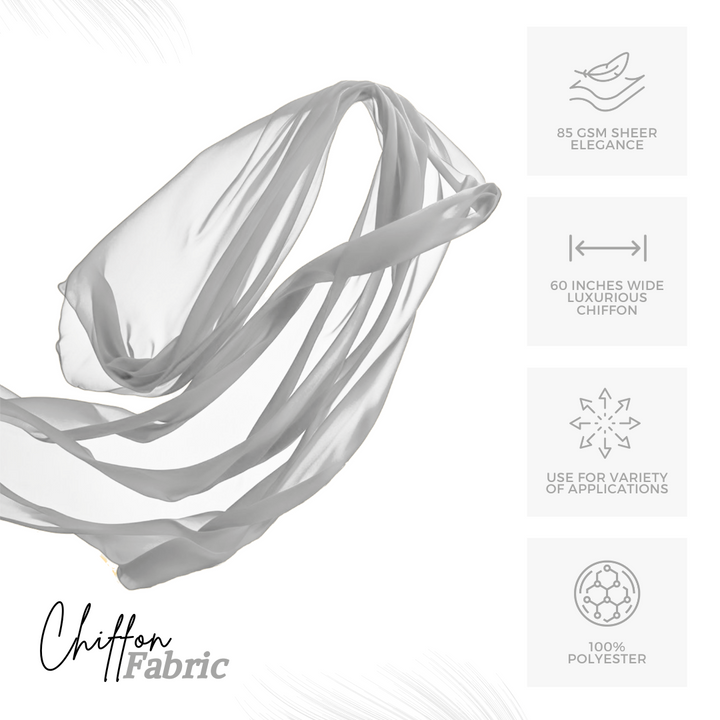 Chiffon Fabric by the Yard – Silver 60” Soft, Lightweight Polyester