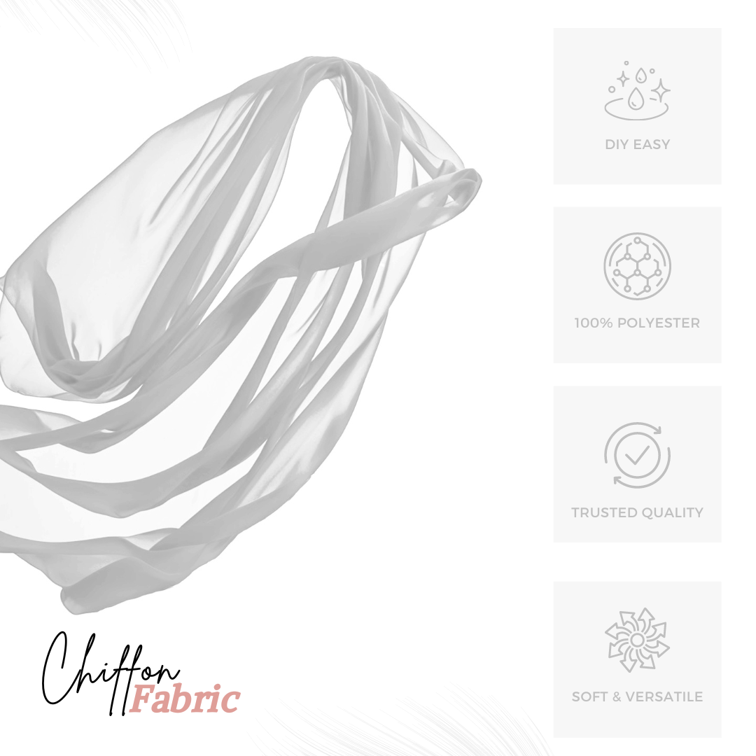 Chiffon Fabric by the Yard – Silver 60” Soft, Lightweight Polyester