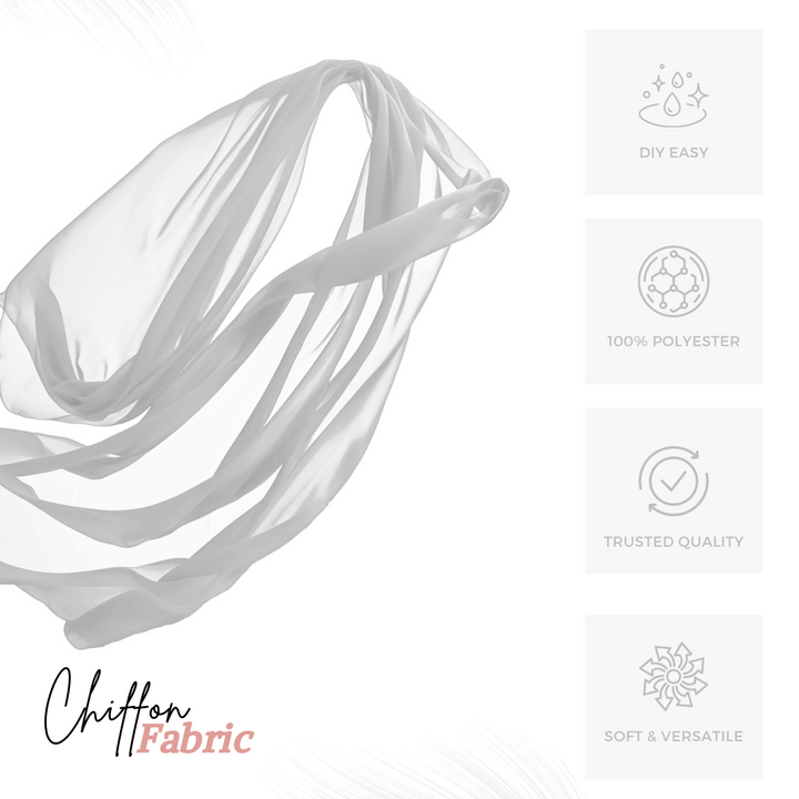 Chiffon Fabric by the Yard – Silver 60” Soft, Lightweight Polyester