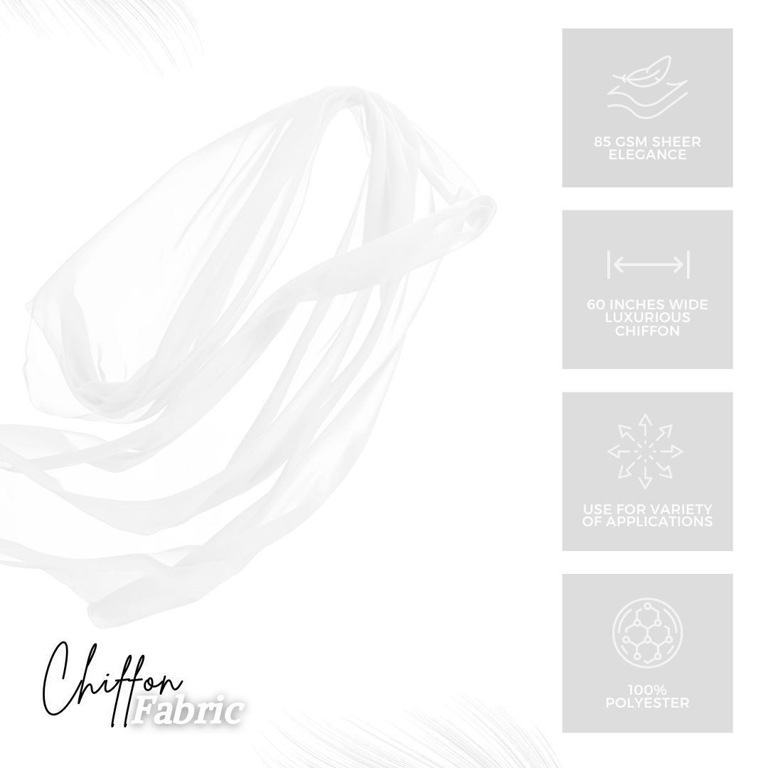 Chiffon Fabric by the Yard – White 60” inch Polyester Soft Lightweight