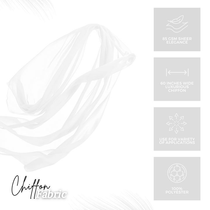 Chiffon Fabric by the Yard – White 60” inch Polyester Soft Lightweight