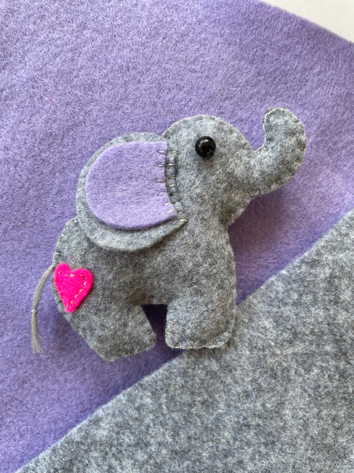 DIY Felt Elephant Craft Kit by FabricLA | Easy Beginner Sewing Project | Ages 9 & Up