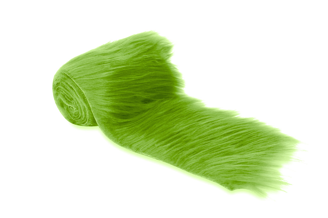 FabricLA Mohair Shaggy Faux Fur Fabric - Pre Cut Strips | Trim Ribbon | DIY Craft, Hobby, Costume, Decoration - Olive - FabricLA.com