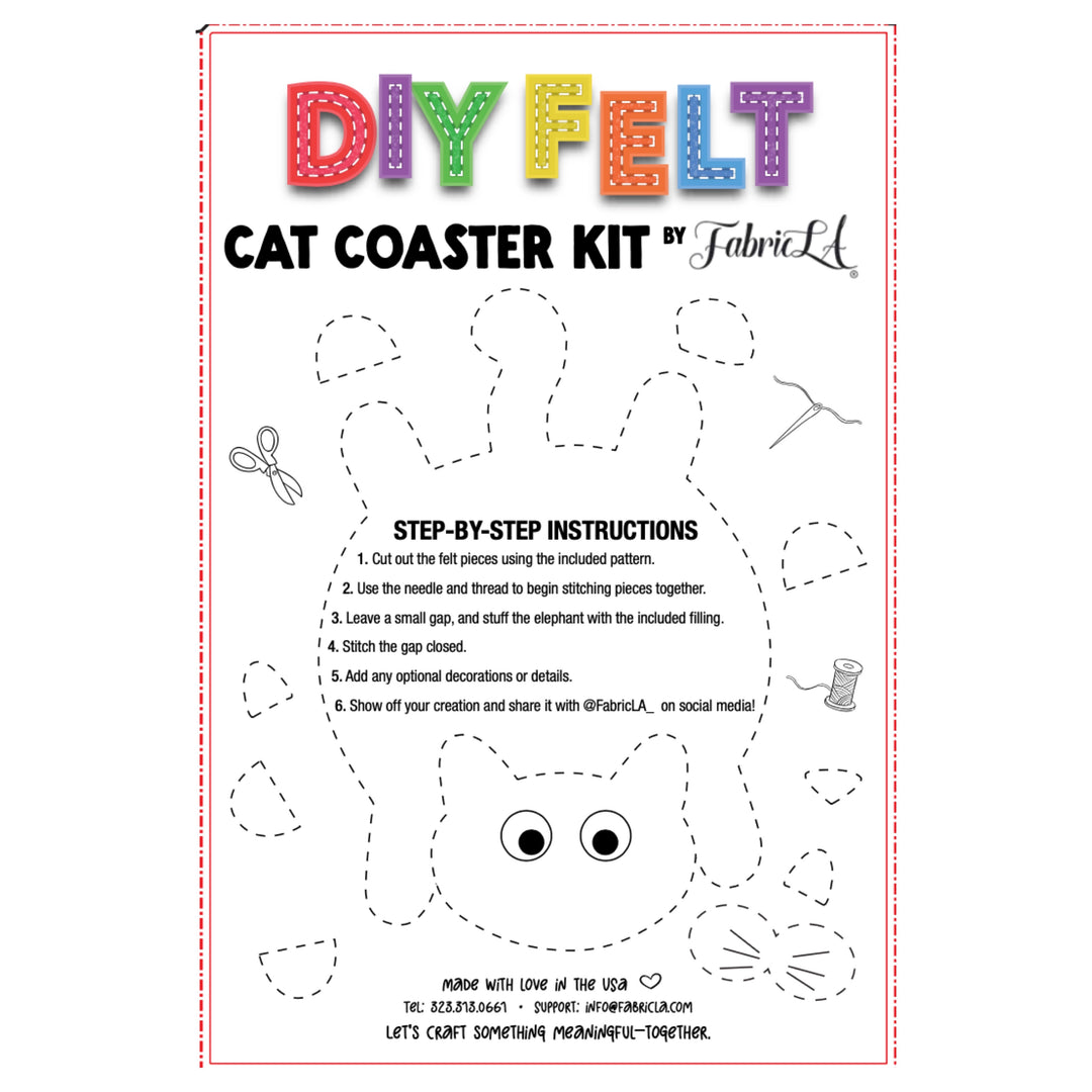 Stitch. Smile. Create. DIY Felt Cat Coaster Kit by FabricLA