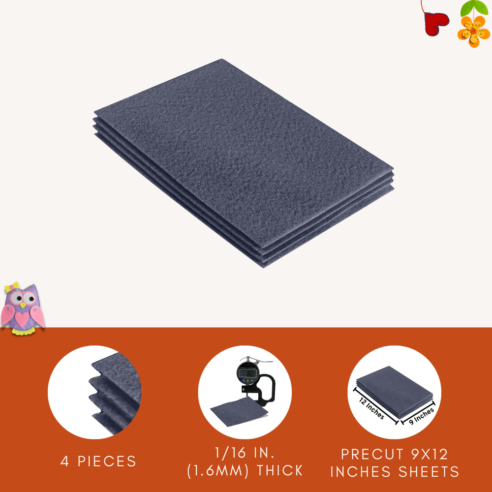 Acrylic Felt 9"X12" Sheet Packs | Heather Gray - FabricLA.com